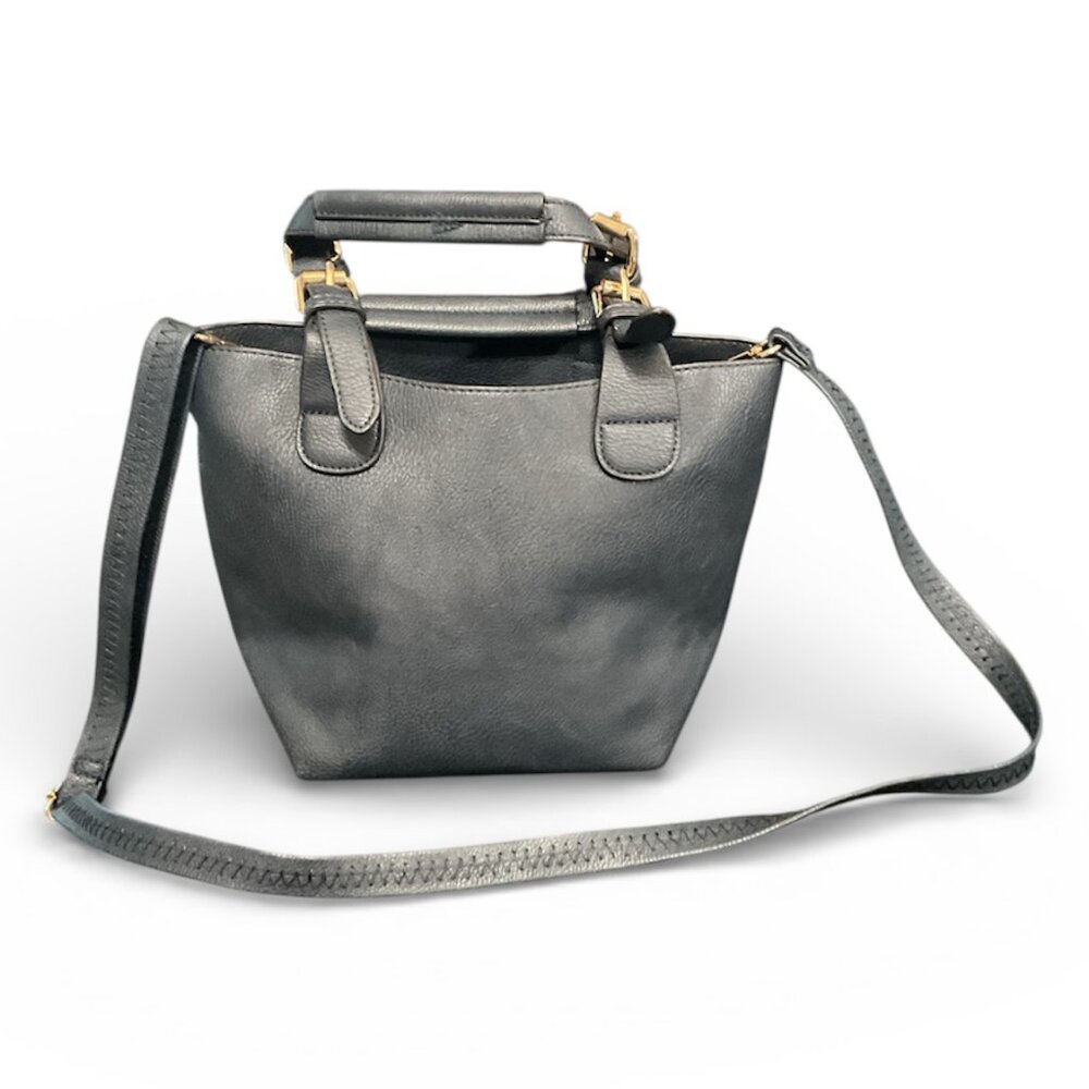 Navy Blue Mini Bucket Tote Crossbody Bag